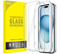 JETech Screen Protector for iPhone 15 Plus 6.7-Inch, Bubble Free, Tempered Glass Film with Easy Installation Tool, Case-Friendly, HD Clear, 2-Pack