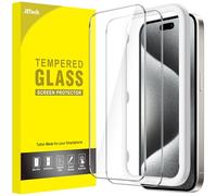 JETech Screen Protector for iPhone 15 Pro 6.1-Inch, Bubble Free, Tempered Glass Film with Easy Installation Tool, Case-Friendly, HD Clear, 2-Pack