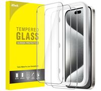 JETech Screen Protector for iPhone 15 Pro 6.1-Inch, Tempered Glass Film with Easy Installation Tool, Case-Friendly, HD Clear, 3-Pack