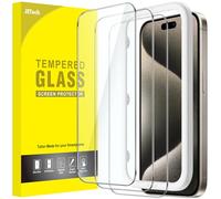 JETech Screen Protector for iPhone 15 Pro Max 6.7-Inch, Tempered Glass Film with Easy Installation Tool, Case-Friendly, HD Clear, 3-Pack