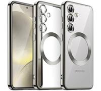 JETech Soft Clear Case for Samsung Galaxy S24 6.2-Inch, Camera Lens Full Protection, Compatible with MagSafe Wireless Charging, Shockproof Electroplated TPU Phone Cover (Marble Gray)
