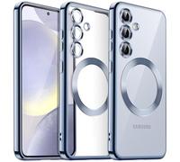 JETech Soft Clear Case for Samsung Galaxy S24 6.2-Inch, Camera Lens Full Protection, Compatible with MagSafe Wireless Charging, Shockproof Electroplated TPU Phone Cover (Sapphire Blue)