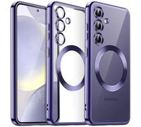 JETech Soft Clear Case for Samsung Galaxy S24 6.2-Inch, Camera Lens Full Protection, Compatible with MagSafe Wireless Charging, Shockproof Electroplated TPU Phone Cover (Cobalt Violet)