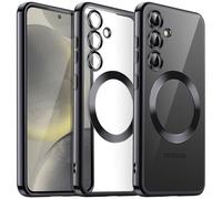 JETech Soft Clear Case for Samsung Galaxy S24 6.2-Inch, Camera Lens Full Protection, Compatible with MagSafe Wireless Charging, Shockproof Electroplated TPU Phone Cover (Onyx Black)