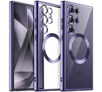 JETech Soft Clear Case for Samsung Galaxy S24 Ultra 6.8-Inch, Camera Lens Full Protection, Compatible with MagSafe Wireless Charging, Shockproof Electroplated TPU Phone Cover (Titanium Violet)