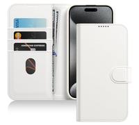 JETech Wallet Case for iPhone 15 Pro 6.1-Inch, Shockproof PU Leather Magnetic Flip Cover with Card Holder, Stand Feature and Full Camera Protection (White Titanium)