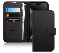 JETech Wallet Case for iPhone 15 Pro Max 6.7-Inch, Shockproof PU Leather Magnetic Flip Cover with Card Holder, Stand Feature and Full Camera Protection (Black Titanium)