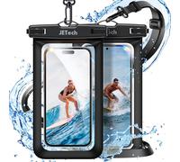 JETech Waterproof Phone Pouch, 2 Pack Water Proof Case for iPhone 16e 16 15 14 13 Pro Max Plus, for Galaxy S25 S24 Ultra and Others up to 7.2 Inch, IPX8 Dry Bag with Lanyard (Black+Black)