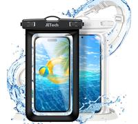 JETech Waterproof Phone Pouch, 2 Pack Water Proof Case for iPhone 17 16e 16 15 14 Air Pro Max Plus, Galaxy S25 S24 Ultra, Pixel 10 Series and Others up to 7.2 Inch, IPX8 Dry Bag (Black+Clear)