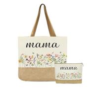 Jeteman Mama Bag, Gifts for Mom, Mom Birthday Gifts, Christmas Retirement Appreciation Gift for Women Moms Her Wife Grandma, Reusable Butterfly Floral Mama Tote Bags and Makeup Bags With Zipper
