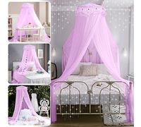 Jeteven Bed Canopy Mosquito Net Naturals Bed Canopy Fly Insect Protection Indoor/Outdoor Decorative (Light Purple)