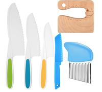 JETFLIP 6 Pcs Kids Kitchen Knife Set,Kids Kitchen Safety Knives, Reusable Plastic Children's Cooking Knives, Kids Cutting Knife with Serrated Edges for Fruit Vegetable Salad Cake Knives（Blue