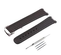 JETHENG 20mm Rubber Silicone Replacement Watch Band for Omega Seamaster 300 AT150 Aqua Terra 8900 Steel Buckle Series Watch Strap (20mm, Black/White/Silver)