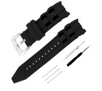 JETHENG Men's Rubber Strap Compatible for 26mm Invicta Pro Diver 6977 6978 6981 Ladies outdoor work waterproof silicone watch band wrist strap buckle (Black Band Silver Buckle)