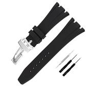 JETHENG Men's Rubber Strap Compatible for 28mm Audemars Piguet Royal Oak Offshore AP 15703 15710 15400 26470 26400 Ladies outdoor work waterproof silicone watch band wrist strap buckle (Black Band