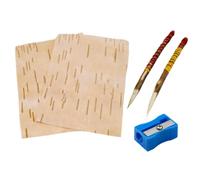 JETHIYA Original Bhojpatra for Writing Yantra and Mantra All in | Pomegranate Pen for Yantra and Mantra Siddhi Writing | Organic Bhoj patra 2 Sheets, Anar Kalam 2, Sharpener 1