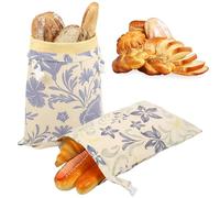 JETHMA 2 Pack Extra Large Beeswax Bread Bags, Reusable Cotton Sourdough Storage Bags with Buckle Closure, Freezer Safe Eco-Friendly Bread Keeper for Artisan Loaves & Pastries (43x31cm)(2,Mixed Color)