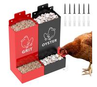 JETHMA 2 Pcs Automatic Chicken Grit and Oyster Shell Feeder No Waste Wall Mounted Metal Chicken Grit Feeder for Poultry Lovers(Mixed color,2)