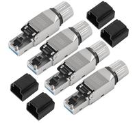 JETHMA 4Pack Shielded RJ45 Connector for Cat7/Cat6A - Tool-Free Ethernet Plug with Gold-Plated Contacts, Zinc Alloy Housing, Load Bar and Boots, 8P8C Modular Network Plug