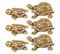 JETHMA 6 Pcs Mini Bird Bath Copper Ornament Bird Bath Purification Disk Birdbath Cleaner Decor Universal Fit for Outdoor Birdbath Bowl (Turtle or Assorted Style)(golden-6-tortoise)