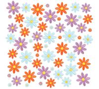 JETHMA 60 Pcs 3 Sizes Daisy Flower Iron on Patch Flower Embroidered Sew on Applique Patch for Bag Hat Backpack Shoe T Shirt Clothes DIY Accessory (Assorted Color)(Purple+Blue+Green,60)