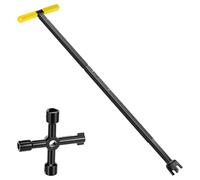 JETHMA Adjustable Water Meter Key 16.9-37.2 Inch, Extendable Stopcock Key with 4-Way Utility Meter Key, Heavy Duty Long Reach Stop Tap Tool for Underground Water Meter Valve (Yellow)