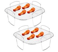 JETHMA Air Fryer Rack for Ninja Dual Zone AF300UK AF400UK, Reversible 304 Stainless Steel Roasting Stand, Anti-Scratch Grilling & Dehydrator Accessories for Tower/Salter Double Drawer Airfryers