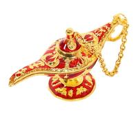 JETHMA Aladdin Magic Genie Lamp, Vintage Legendary Wishing Lamp, Classic Arabian Night Decor, Collectible Zinc Alloy Table Ornament for Cosplay Home Office Shelf(gules)