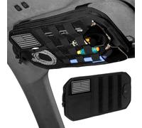 JETHMA Car Sun Visor Organizer Multi Pocket Visor Organizer Storage Pouch with Zipper Elastic Band and Glasses Clip Car Accessories 13"x7.1"x1.1"