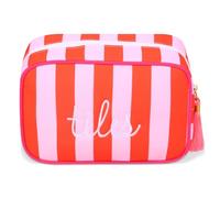 JETHMA Embroidered Mahjong Tile Bag - Canvas Storage Pouch for 166 American Mahjong Tiles, Compact Travel Case with Zip & Tassel, for Game Nights, Club, Holiday - Floral Design(Gules)