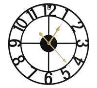 JETHMA Large Wall Clock, 16 Inch Round Silent Wall Clocks Non Ticking Battery Operated Wall Clock Vintage Rustic Decorative Clock for Home Living Room Bedroom Kitchen Office Decoration (black)