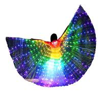 JETHMA LED Isis Wings, Belly Dance Wings, Light Up Colorful LED Butterfly Wings, Glow Angel Dance Wings with Telescopic Stick, Adults Child Performance Clothing (Colorful, for Adults)