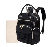 JETHMA Lightweight Quilted Baby Changing Bag, Stylish Nappy Backpack for Mums and Dads, 18L Maternity Rucksack with Portable Changing Mat, 15.6" Laptop Compartment & Stroller Straps(Black)