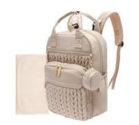 JETHMA Lightweight Quilted Baby Changing Bag, Stylish Nappy Backpack for Mums and Dads, 18L Maternity Rucksack with Portable Changing Mat, 15.6" Laptop Compartment & Stroller Straps(Khaki)