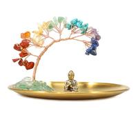 JETHMA Seven Chakra Crystal Tree with Buddha Statue, Money Tree Crystal Energy Balance Chakra Decor for Luck Wealth Home Decor (Green)