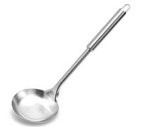 JETHMA Stainless Steel Soup Ladle, 12.8" One-Piece Metal Cooking Spoon with Deep Bowl, Mirror Polished Heavy Duty Serving Ladle for Soup, Stew and Gravy, Silver(Silver)
