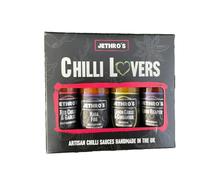 Jethro's | Marinades & Sauces | Artisan Chilli Sauce Gift Set | Hot & Fiery Sauce | 4 Great Flavours | Vegetarian & Vegan Friendly | No Onions/Tomatoes | 4x100ml of our Most Popular Chilli Sauces