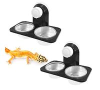 Jetisva 2pcs Reptile Water and Food Bowl Crested Gecko Feeding Ledge Plastic Suction Cup Reptile Water Dish Reptile Feeder for Lizard Chameleon Turtle Tortoise Snake Scorpion Centipede Fits Tank