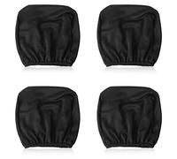 Jetisva 4pcs Universal Car Headrest Cover Set - Black Dustproof Washable Elasticated Seat Covers for Front and Rear Head Protector - Compatible With Truck, Auto, Bus, Coach, Lorry, SUV