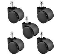 Jetisva 5pcs Office Chair Wheels Replacement 11mm Stem,Rubber Swivel Chair Castors, Rollerblade Castor Wheels for Furniture,Gaming Chair Wheels,Computer Desk Chair Wheels Supports Up to 500lbs, Black