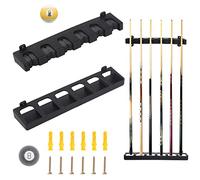 Jetisva 6 Wall Mounted Pool Cue Rack, Black, Vertical, Snooker and Billiard Cue Stand for Table Rods and Club Player