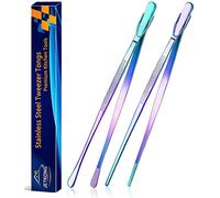 JETKONG 2 Pcs 12-Inch Culinary Tweezers Food Tweezers Kitchen Tweezer Tongs for Cooking (Rainbow)