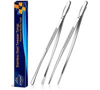 JETKONG 2 Pcs 12-Inch Kitchen Tweezers Fine Tweezer Tongs, Extra-Long Stainless Steel Cooking Tweezers (Silver)