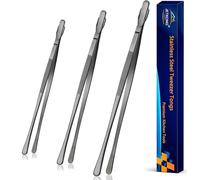 JETKONG 3Pcs Extra Long Kitchen Tweezers Heavy Duty Stainless Steel Cooking Tweezers (9 12 14 Inch, Black)
