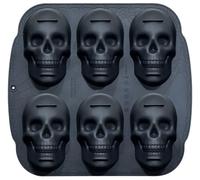 JETKONG 6 Cavity Skull Cake Pan Silicone Skull Cakelet Mold Skull Baking Pan Molds