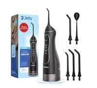 JETLY Dental Water Flosser | 300ml Capacity Travel Cordless Oral Irrigator | IPX7 Waterproof Rechargeable Electric Machine for Teeth Cleaning (Black)
