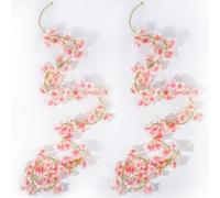 JETOHIX 2 Pieces Artificial Cherry Blossom, 1.8M/71inch Cherry Blossom Artificial Flowers,135 Artificial Silk Cherry Blossom Flower Heads for Wedding Arch Party Home Garden Wall Decor