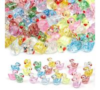 JETOP 100 Pack Mini Ducks, 10 Colors Resin Ducks, Miniature Toys Tiny Little Ducks Lucky for Dollhouse Accessories Aquarium Decor DIY Craft Micro Landscape Potted Plants Party Favors Gifts