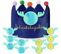 JETOP Birthday Crown for Boy with Numbers 0-9 Reusable Birthday Crown for Baby and Kids Birthday Decoration for 1st Birthday to 9th Birthday Hat for Birthday Boy Blue