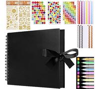 JETOP Scrapbook Photo Albums 80 Black Pages Photo Album Scrapbook with 9 Metallic Marker Pens Couples Scrapbook Baby Scrapbook Personalised Scrapbook with Rust-Free Binding and Sturdy Hard Cover A4